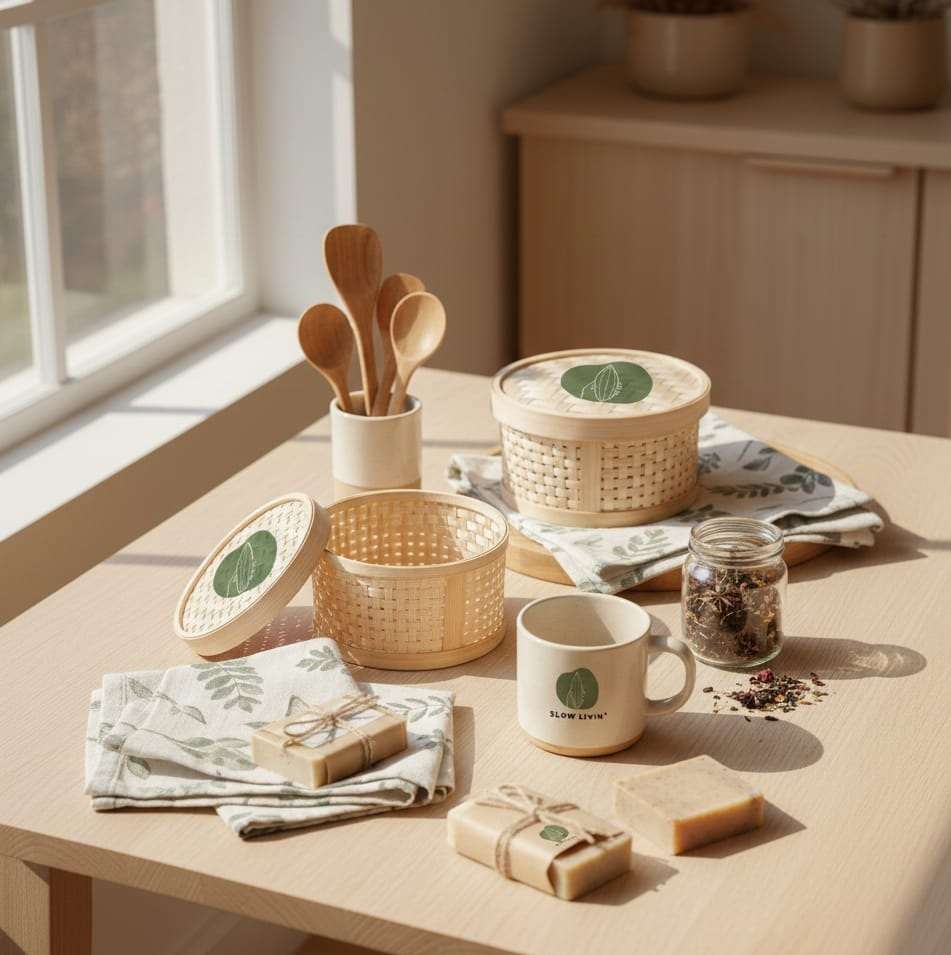 Bamboo Storage Box - Round — Shop online | Slow Livin — view 5